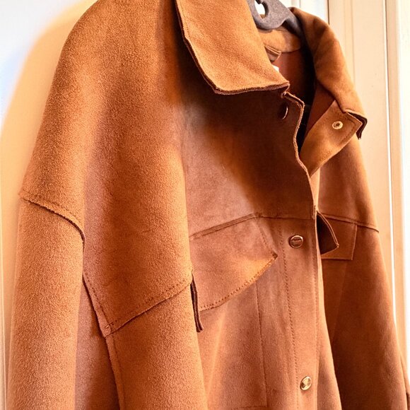 Philosophy Woman Brown Faux Leather Shacket 2X - Picture 3 of 10